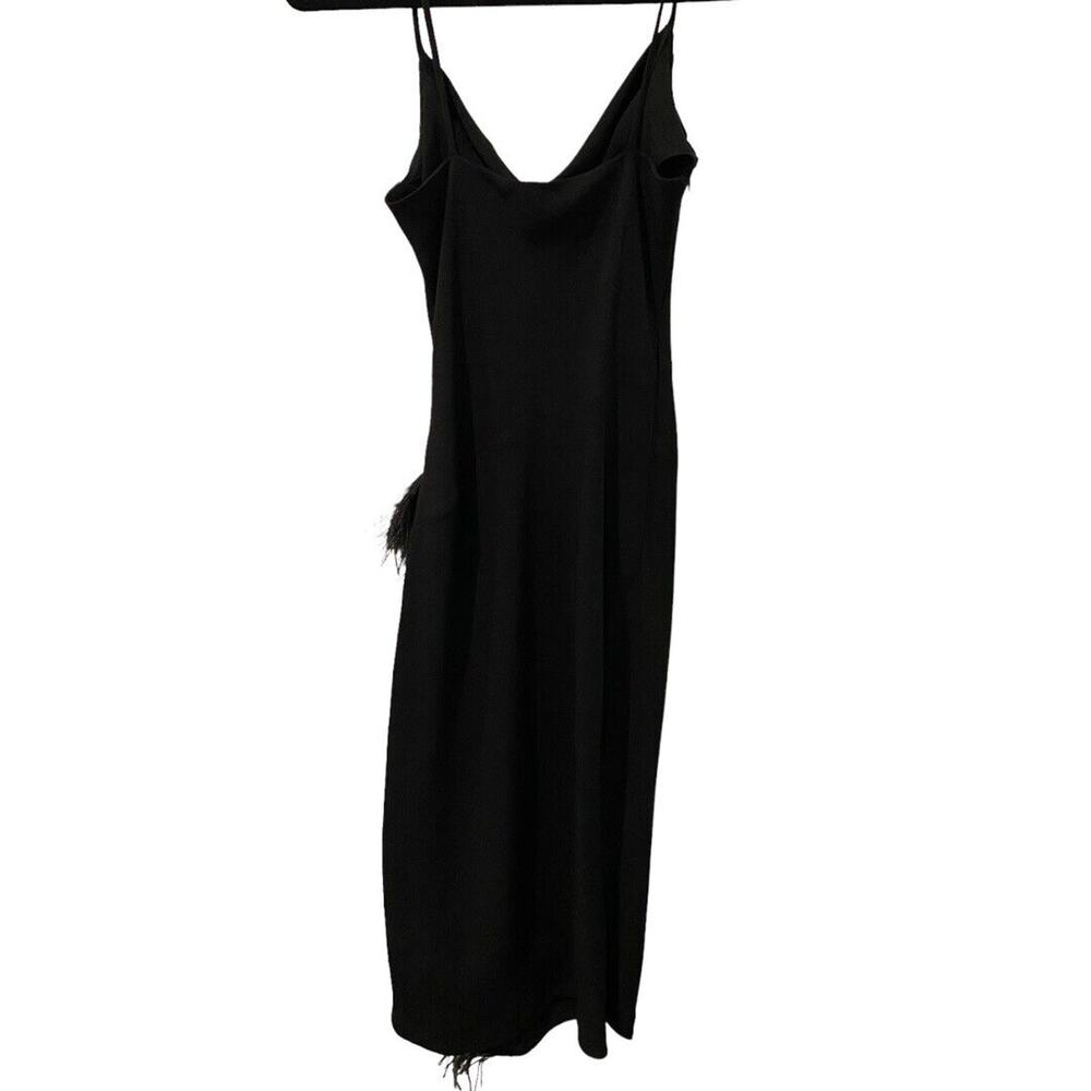 Derek Lam 10 Crosby Nellie Black Cowl Neck Feather Trim Midi Dress Size 2 NWT - Picture 5 of 12